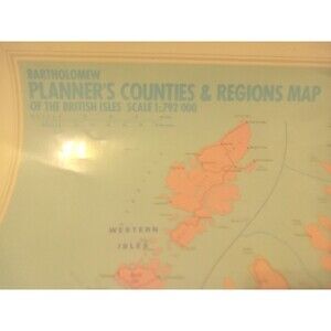 Vtg 50" X 36 Bartholomew Planner's Counties & Regions Map Britsh Isles Map 1990